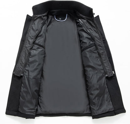 Men’s Wool Blend Peacoat with Hidden Bib and Quilted Lining