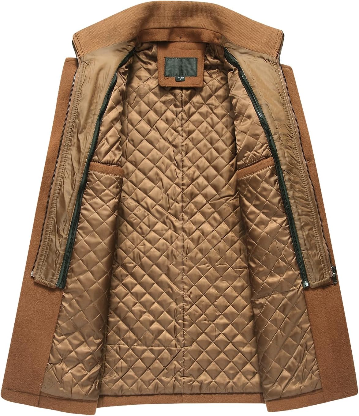 Men’s Wool Blend Peacoat with Hidden Bib and Quilted Lining
