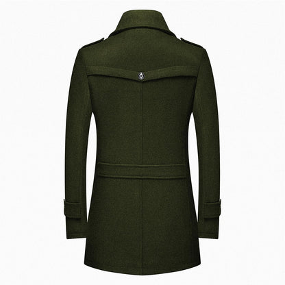 Men’s Wool Blend Peacoat with Hidden Bib and Quilted Lining