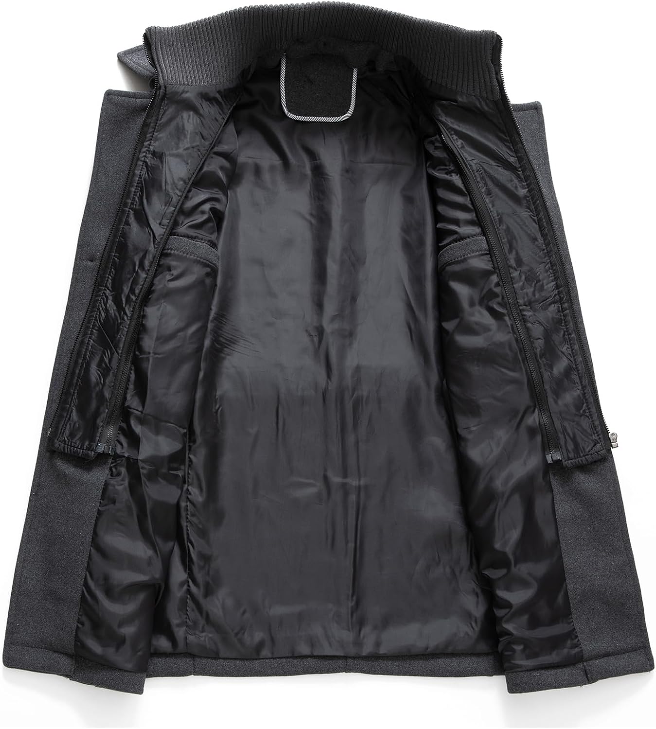 Men’s Wool Blend Peacoat with Hidden Bib and Quilted Lining