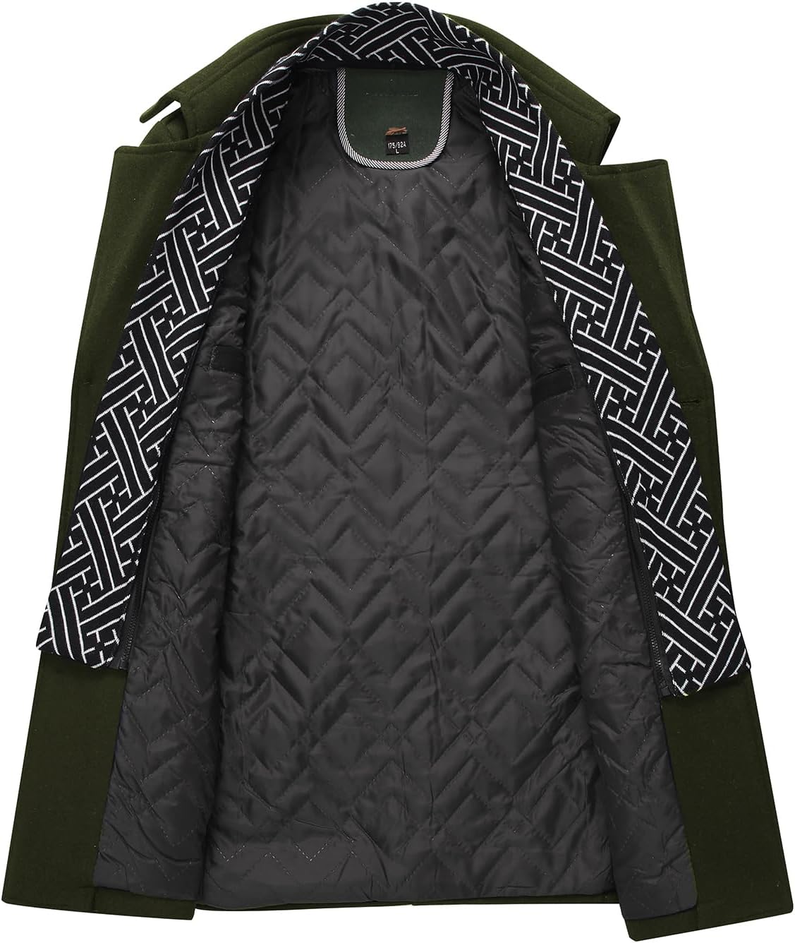Men’s Wool Blend Peacoat with Hidden Bib and Quilted Lining