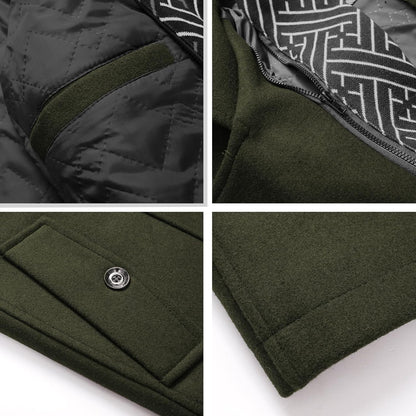 Men’s Wool Blend Peacoat with Hidden Bib and Quilted Lining