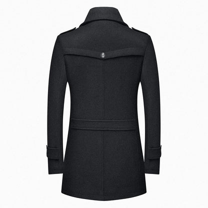 Men’s Wool Blend Peacoat with Hidden Bib and Quilted Lining