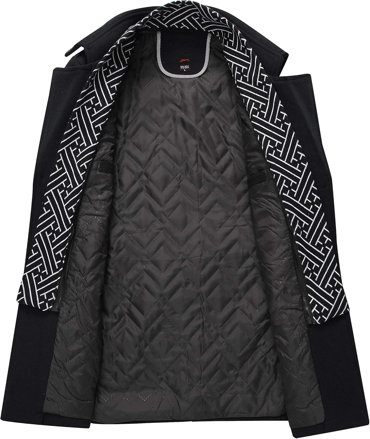 Men’s Wool Blend Peacoat with Hidden Bib and Quilted Lining