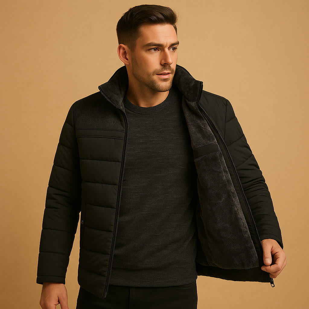 Men’s Fleece Zip Jacket with High Collar – Warm and Lightweight
