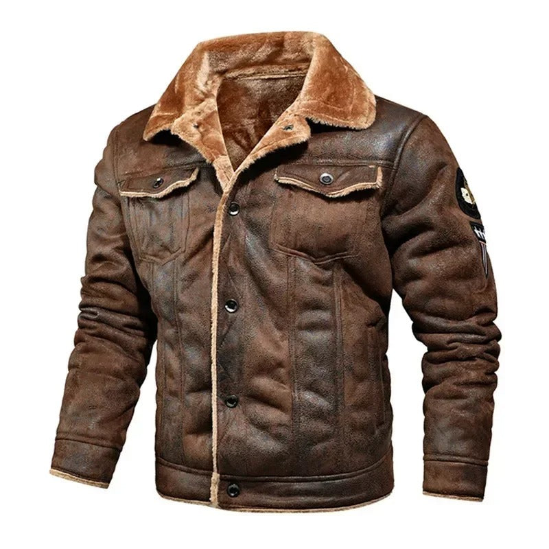 Luxe Oversized Leather Jacket with Velvet Lining - Victor