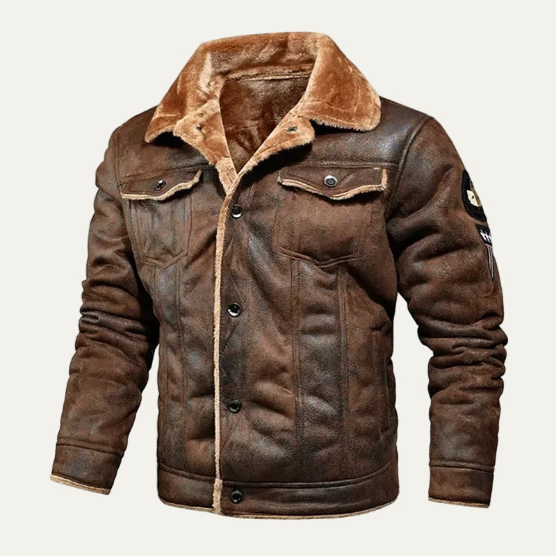 Men’s Suede Look Sherpa Lined Trucker Jacket