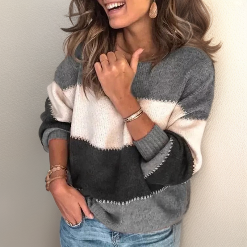 Luxe Striped Comfort Sweater - Celeste