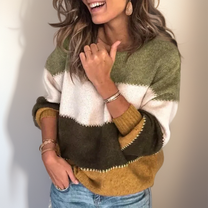Luxe Striped Comfort Sweater - Celeste