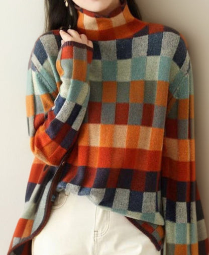 Luxurious Checked Women's Sweater - Eveline