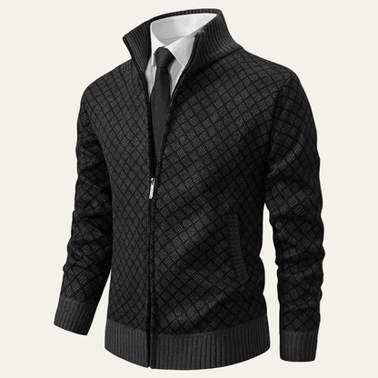 Men’s Full Zip Diamond Knit Cardigan