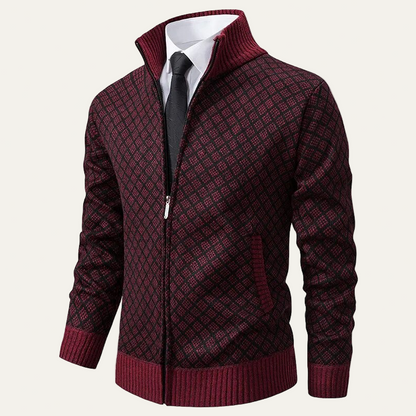 Men’s Full Zip Diamond Knit Cardigan