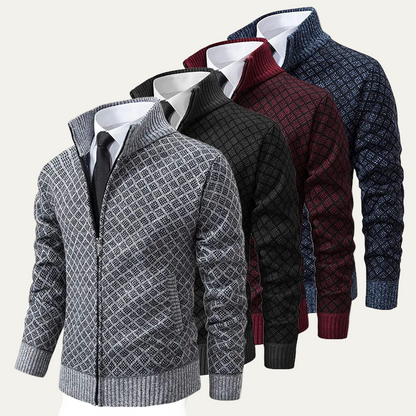 Men’s Full Zip Diamond Knit Cardigan