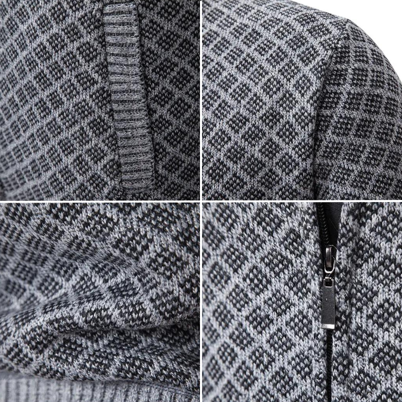 Men’s Full Zip Diamond Knit Cardigan