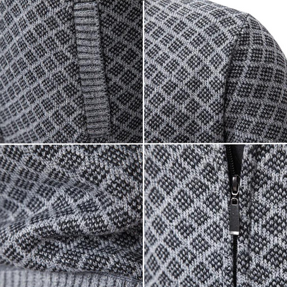 Men’s Full Zip Diamond Knit Cardigan