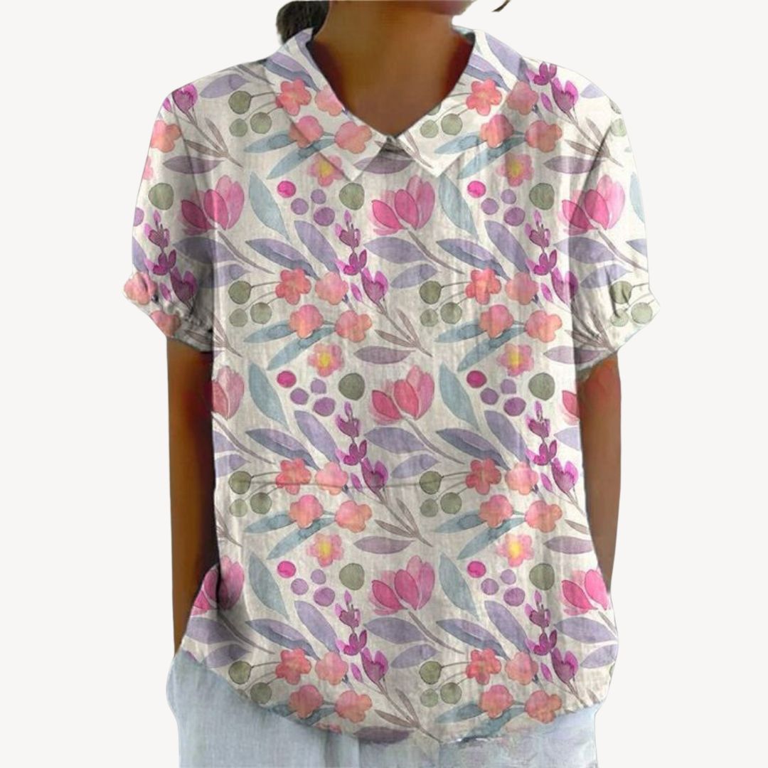 Floral Print Button-Up Shirt Women