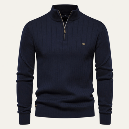 Men’s Ribbed Stand Collar Zip Sweater