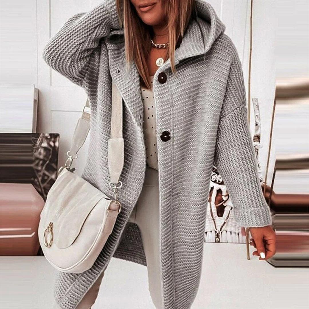 Warm Women's Cable Knit Hooded Cardigan Sweater