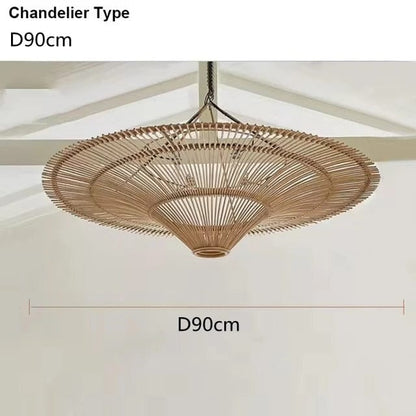 Natural Woven Rattan Ceiling Chandelier