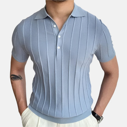 Men’s Retro Textured Knit Polo Shirt