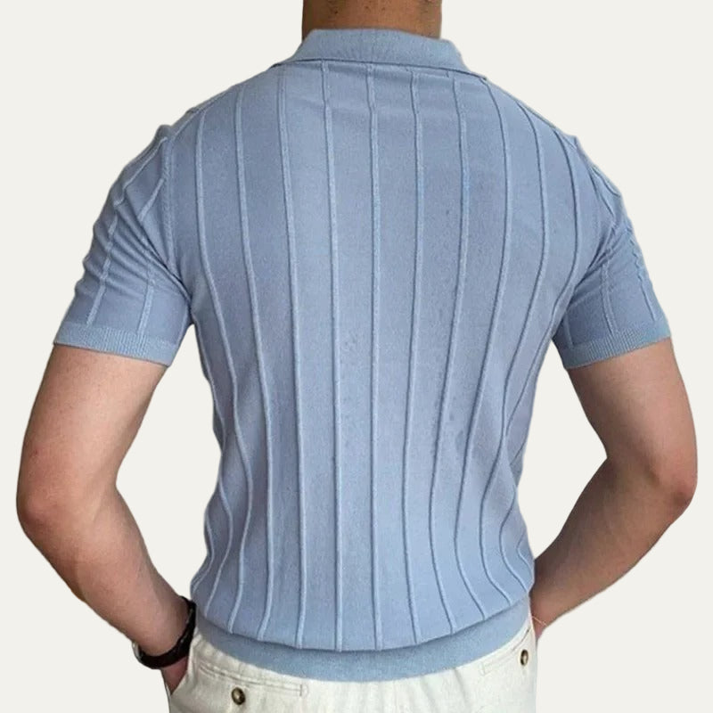 Men’s Retro Textured Knit Polo Shirt