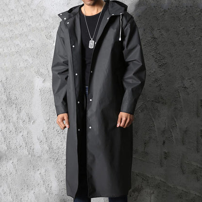 Long raincoat with hood for men