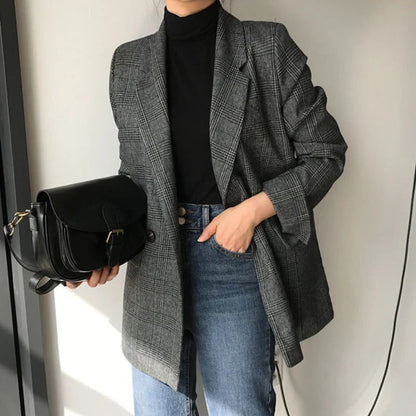 Timeless Plaid Jacket for Women - BritishElegance