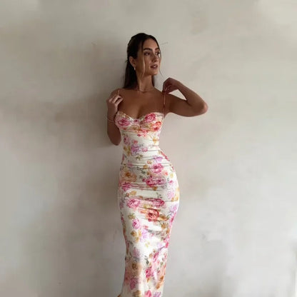 Beautiful Floral Long Dress with Delicate Lace Details
