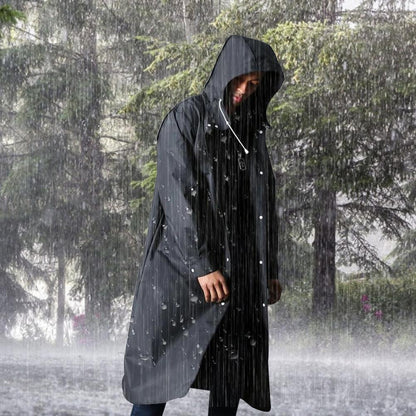 Long raincoat with hood for men
