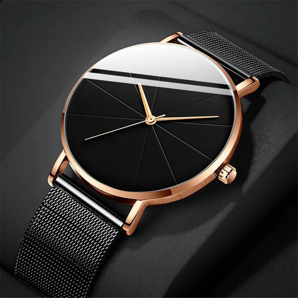 Premium Mens Watch with Large Leather Strap Dial - BritishElegance