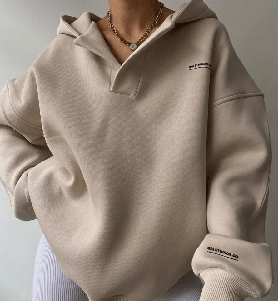 Women's Cozy Loose Fit Hooded Sweatshirt - BritishElegance