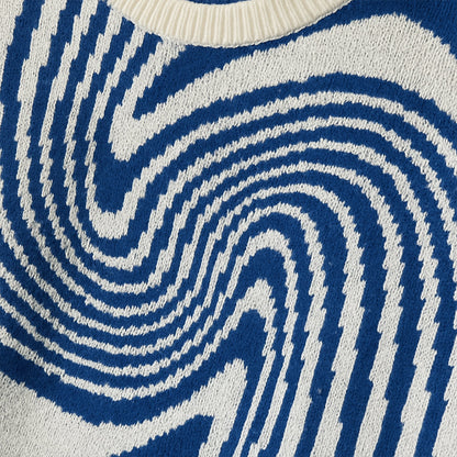 Men’s Psychedelic Swirl Pattern Knit Sweater