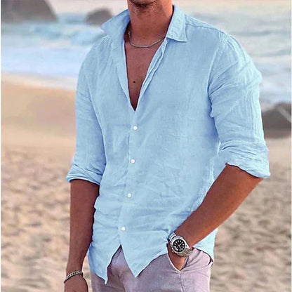 Zander | Men’s Linen Shirt – Cotton-Linen Blend Casual Summer Button-Down