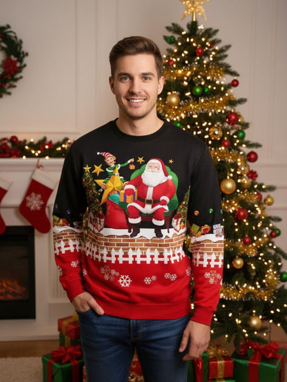 Men’s 3D Santa Print Christmas Sweatshirt
