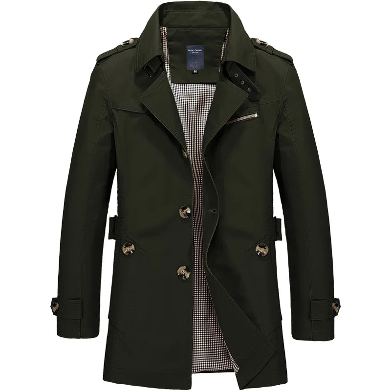 Men’s Classic Button Front Trench Coat