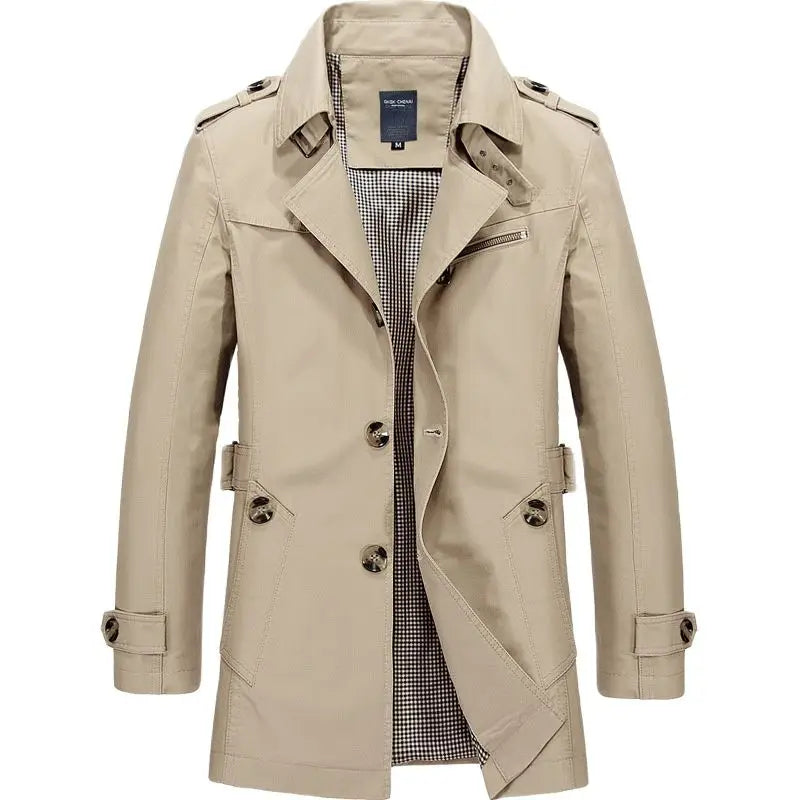 Men’s Classic Button Front Trench Coat