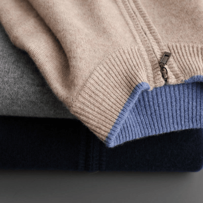 Men’s Modern Collarless Zip Up Cardigan