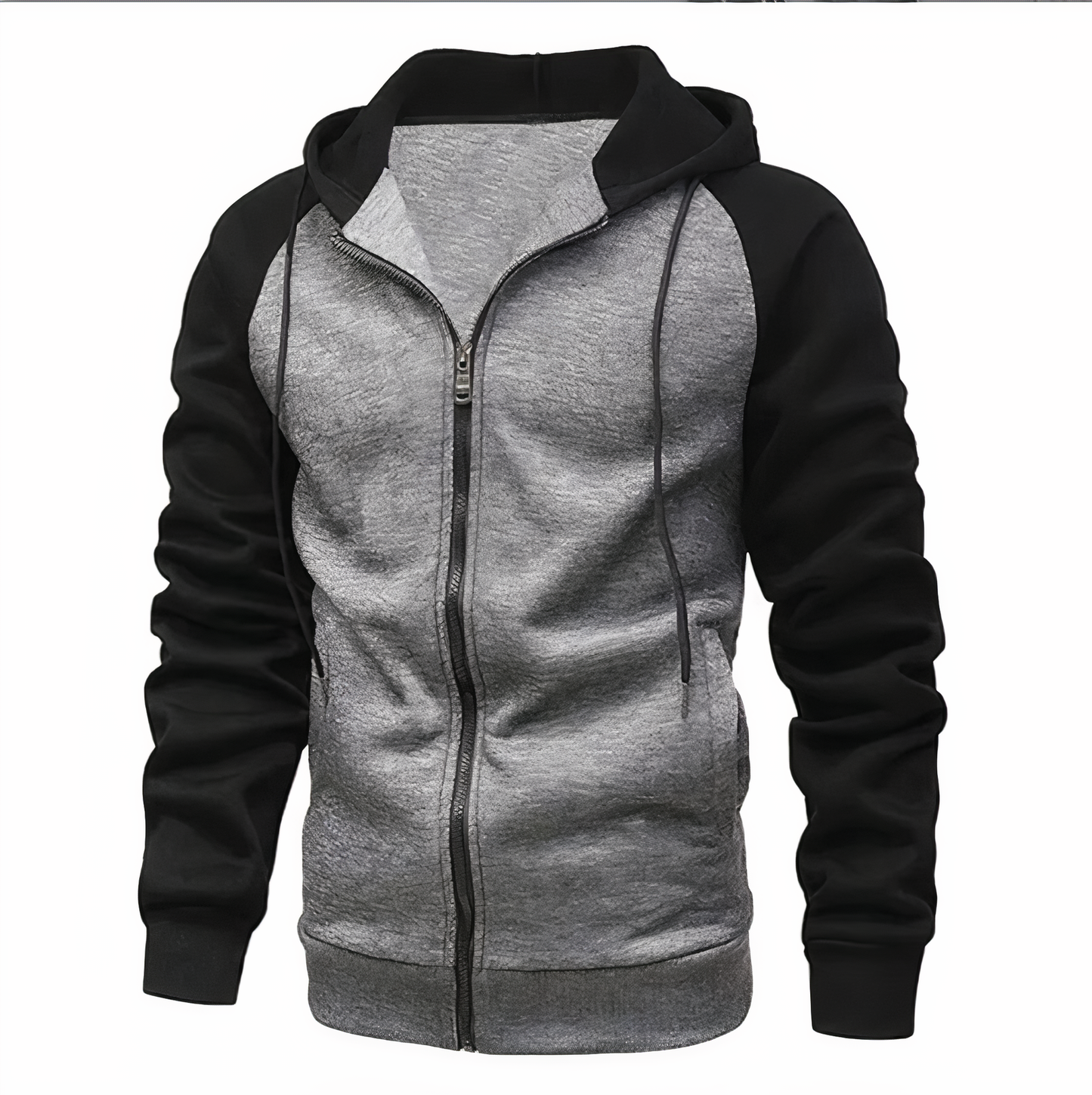 Men's Athletic Fleece Hooded Jacket with Adjustable Hood