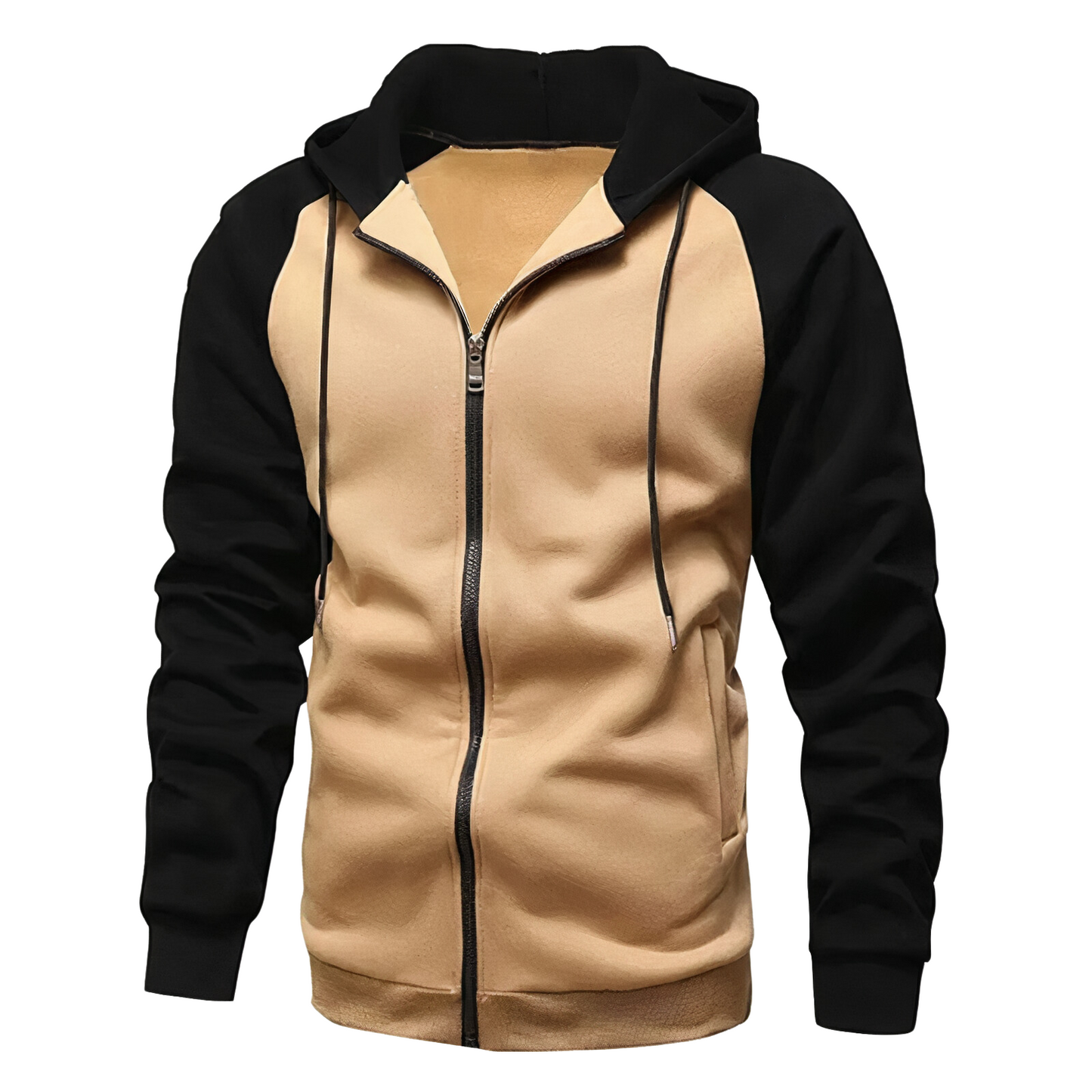 Men's Athletic Fleece Hooded Jacket with Adjustable Hood
