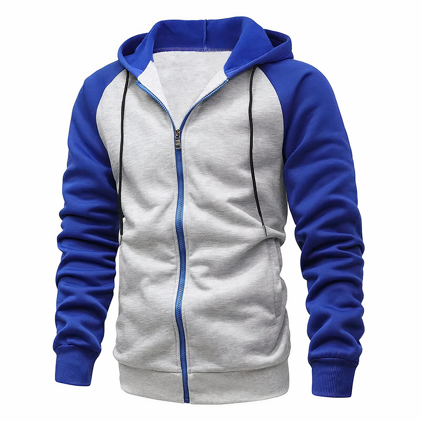Men's Athletic Fleece Hooded Jacket with Adjustable Hood - BritishElegance
