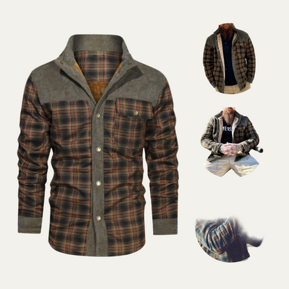Men’s Plaid Sherpa Lined Heavy Shirt Jacket