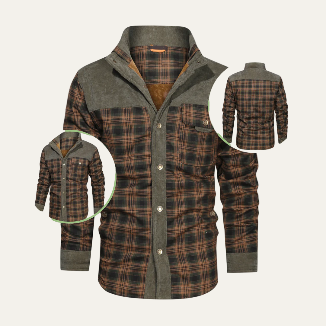 Men’s Plaid Sherpa Lined Heavy Shirt Jacket