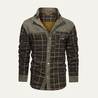 Men’s Plaid Sherpa Lined Heavy Shirt Jacket