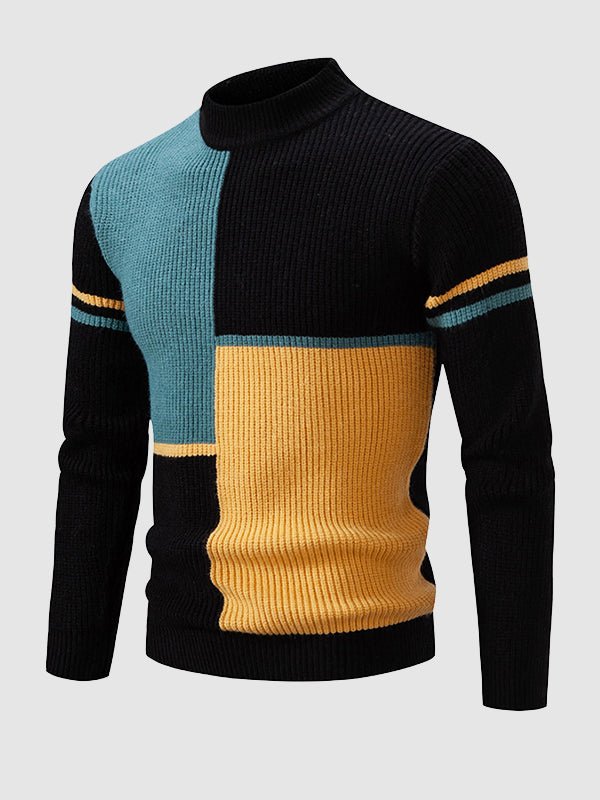 Casual Colorblock Crew Neck Men's Sweater