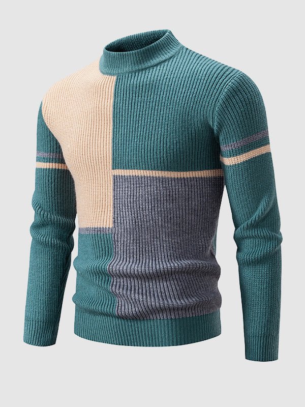 Casual Colorblock Crew Neck Men's Sweater - BritishElegance