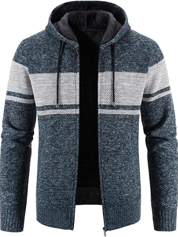 Warm Men's Hooded Fleece Jacket with Drawstring - BritishElegance