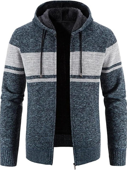 Warm Men's Hooded Fleece Jacket with Drawstring - BritishElegance