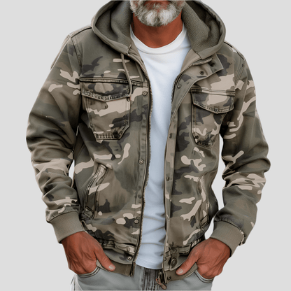 Men's hooded jacket in camouflage look – Bruno
