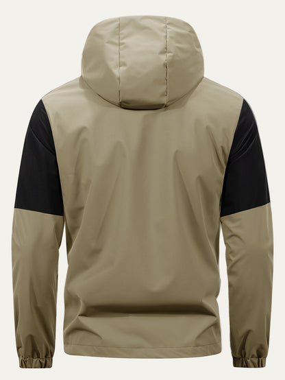 Men’s Color Block Hooded Full Zip Windbreaker