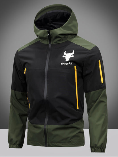 Men's Jacket with Zip, Hood, and Colour Block Design – Milan